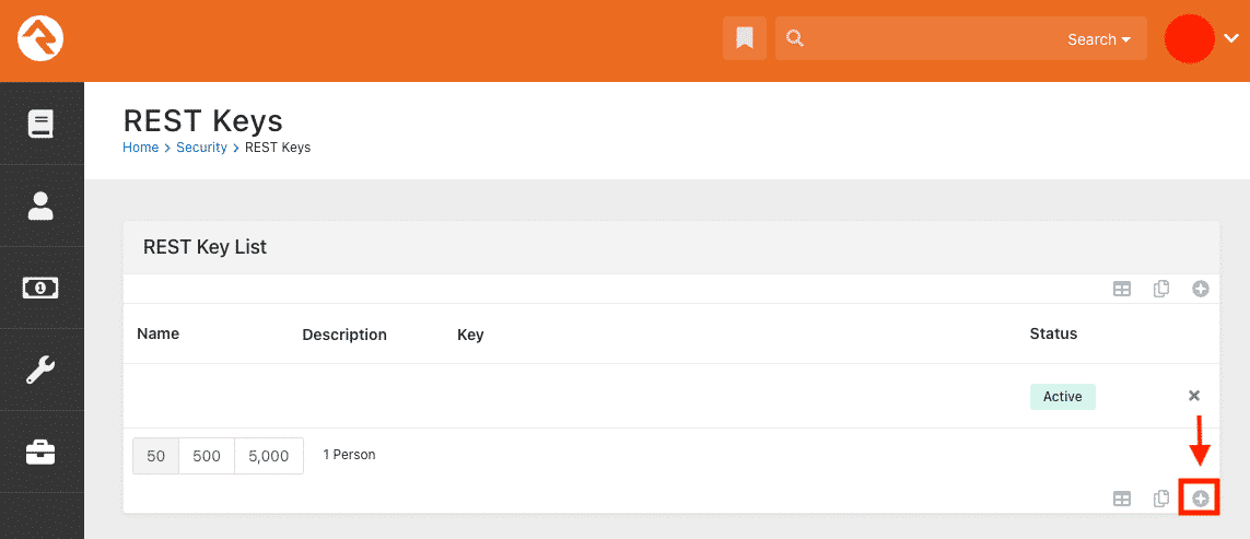 creating a new rest key in rock rms
